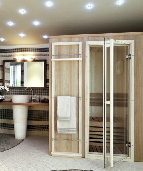 bagno moderno con sauna